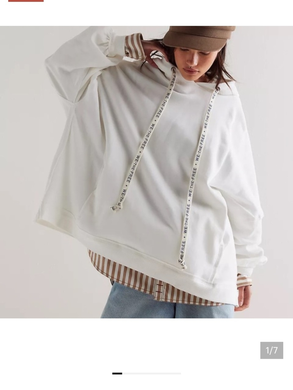 Free People Oversized White Hoodie